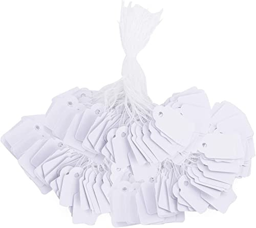 FAMIDIQGO Lot de 100 étiquettes de Prix Blancs, Cadeaux, Bijoux, Prix en Papier Écrit