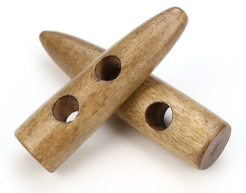 Handarbeit - Lieblingsladen 12 Stück Knebelknöpfe braun kaffeebraun 45mm Knebelknopf (2 Loch) länglich zum annähen nähen basteln - Jackenknöpfe Mantelknöpfe Längsknopf Knöpfe