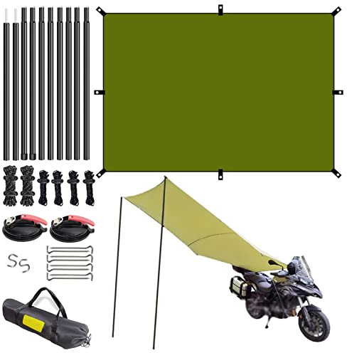 Vattentät Bil Sido Markis Sun Shelter, Med Justerbara Tarp Poles/Silver Sun Protection Coating Coated Oxford Cloth, Sun Canopy Awning För Camping Road Trip&Hiking&Backpacking&Traveling