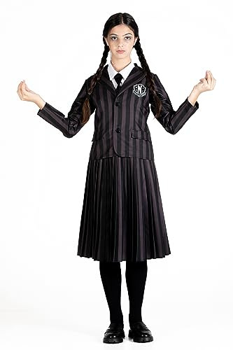 Ciao- Miércoles Addams uniforme escolar Nevermore Academy disfraz niña original Wednesday (Talla S)