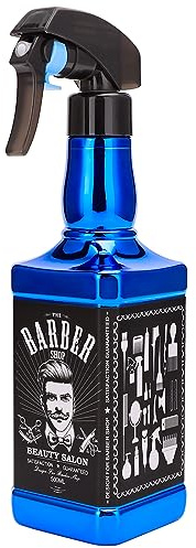 ZIBARBER Water Sprayer 500ml/16.9oz Hair Spray Bottle Hairdressing Barber Spray Bottle Whisky Squirt Bottle Mist Salon Hair Tools Home Gardening (Blue)