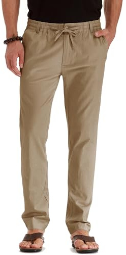 Sailwind Men's Drawstring Linen Pants Casual Summer Beach Loose Trousers