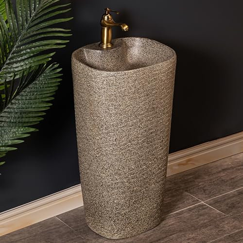 Lavabo sur pied monobloc, lavabo sur pied en céramique pour salle de bain, lavabo sur pied pour balcon de vestiaire, pour intérieur et extérieur