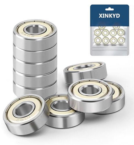XINKYD Lot de 10 roulements à billes 608 ZZ - 8 x 22 x 7 mm - En métal - Double blindage miniature - Pour skateboard - Roulement à billes 608zz (mécanique de précision - A++)