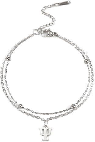 TEAMER Pulsera Símbolo de Psicología Pulsera Psi Doble Capa Acero Inoxidable Colgante Letra Griega Psicología Joyería Para Mujeres Hombres (Plata)