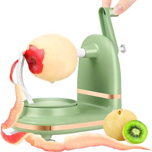 Manual Apple Peeler with Hand Crank, Corer and Slicer - Non-Slip Handles with Suction Cup - Stainless Steel Blades - Peels, Cores and Cuts in Seconds for Home, Kitchen, Fast