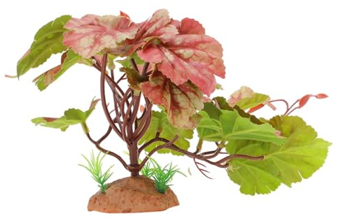 CAPASTEC Terrarium Plants, Artificial Greenery, Reptile Tank Accessories, Lifelike Decor for Chameleon and Tortoise Habitats, Pink Green