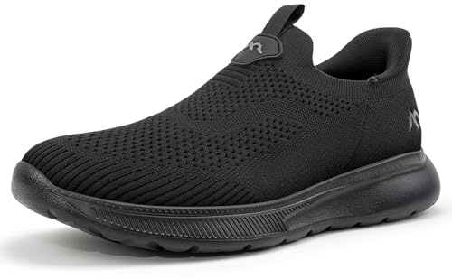 ODCKOI Baskets Hommes Chaussures de Sport Chaussures de Course sans Lacets-Noir et Blanc