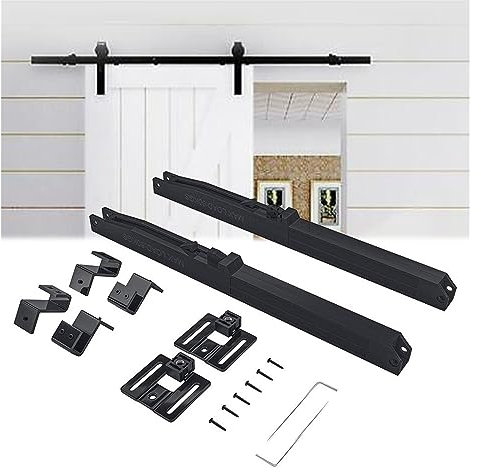 Ferramenta per porte da fienile, Kit ferramenta for porta da fienile 2pc Soft Close, meccanismo for ammortizzatore Kit binario hardware for porta scorrevole da fienile, accessori for camera senza fori