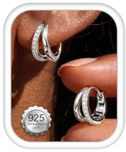 Dochais Ohrringe 925 Sterling Silber Ohrstift – Doppel Creolen Ohrring Silber/Gold/Roségold Ohrringe Hypoallergen Schmuck Geschenke für Damen