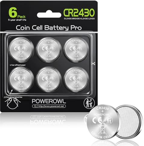 POWEROWL Pilas CR2430, 6 Unidades Pila Botón CR 2430 de Litio 3V