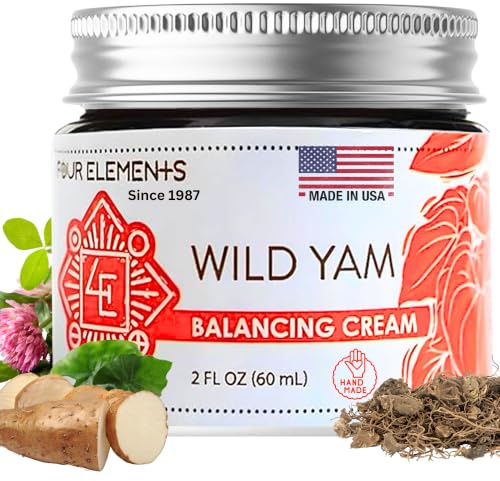 Four Elements 4E Wild Yam Balancing Cream, 2 OZ - 1st Place Winner at the 2023 International Herb Symposium for Creams and Salves! Proudly Farmed, Crafted and Packaged in WI, USA.