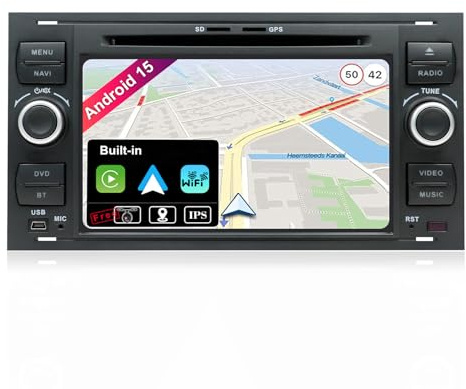 JOYX Android 15 Autoradio pour Ford C-Max/Connect/Fiesta/Focus/Fusion/Galaxy/Kuga S-Max/Transit/Mondeo - 2G+64G - Caméra Canbus Microphone GRATUITES -2 DIN 7 Pouces -Soutien Dab BT5.0 4G WLAN Carplay