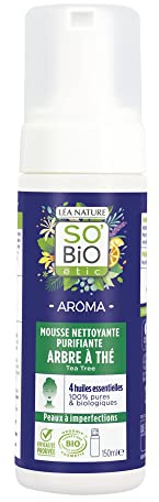 SO'BiO étic - Mousse Nettoyante Purifiante Arbre à thé - Peau à imperfections - - Flacon de 150 ml