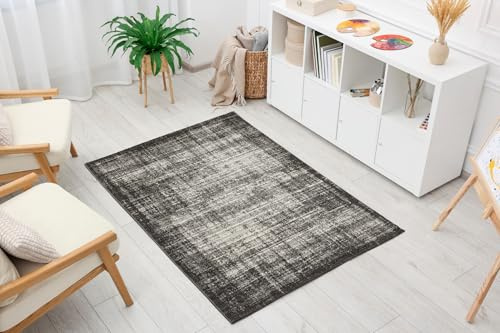 andiamo Vävmatta modern snygg matta med kort lugg robust och lätt att rengöra av 100% polypropen, lämplig för golvvärme och robotdammsugare, 160 x 230 cm, ränder grå