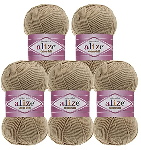 5 x 100g Strickgarn Alize Cotton Gold Uni Klassikgarn Häkelgarn Strick-Wolle Farbwahl