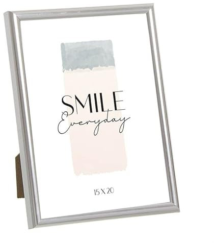 ROCKING GIFTS Marco de Fotos 15x20 Plástico Plata Portafotos Plateado Decorativo Acuarela
