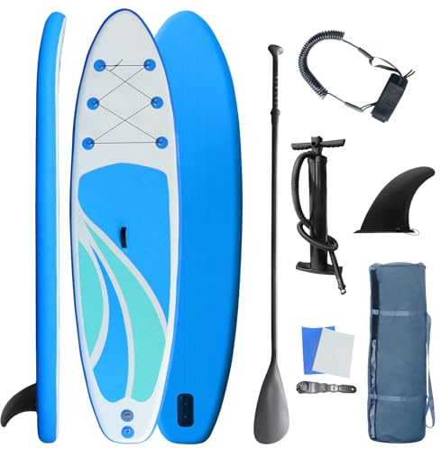 GONFLABLE Inflatable Stand Up Paddle Board for Adult All Skill Levels- 10'4 Ultra-Light SUP Paddleboard with Durable Non-Slip Deck and Paddle Board Accessories Fins, Paddle, Pump, Backpack, Leash