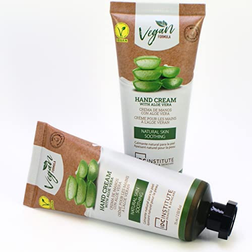 Crema de Manos con Aloe Vera Vegana Calmante y Protectora Para Mujer y Hombre 2 Tubos de 75ml. Fórmula No Grasa. Crema Hidratante Regeneradora y Reparadora Para las Manos y las Uñas.