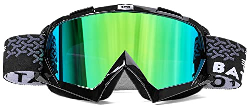 Motocross Brille Mtb Brille Dirt Bike ATV Crossbrille goggle Sicherheit Tactical Riding Motorradbrillen für Herren Damen Jugend (Schwarz Grün PRO, Large)