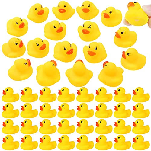 GADIEDIE Rubber Duck 50 Pack Mini Rubber Ducky Float Ducks Baby Bath Toy, Great for Jeep Ducking, Shower, Birthday Party, Carnival Game Gift(1.6x 1.5 x 1.2)