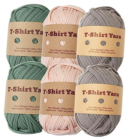 Dickly 6 Stück Strickgarn, Chunky Häkelgarn, Mehrfarbiges Baumwollgarn, voluminöses Garn für DIY Basteln Häkeln und Nähen T-Shirt Mützen Schals, Stil b