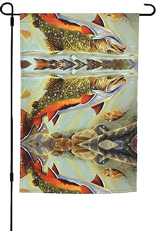 Drapeaux de jardin imprimés pour pêche à la truite de ruisseau - Double face - 30 x 45 cm - Décoration parfaite pour l'extérieur