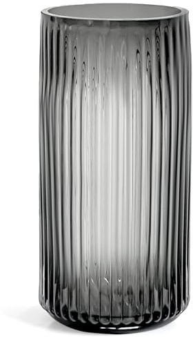 Aoderun Blomvas i glas, 30 cm, räfflad vas med räfflad glas, för vardagsrum, matsal och soffbord, kök, kontor, hemmahylla, bröllop, fest