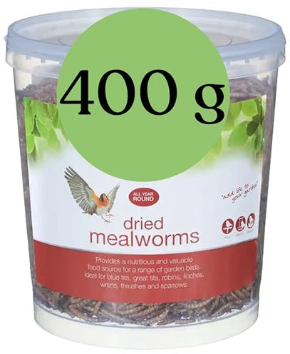 Blumixx Mehlwürmer für Wildvögel und Kleintiere – 400g Eimer, Getrocknet & Nahrhaft – Ideal für Vogelfutter im Winter und als Nahrungsergänzung für Haustiere