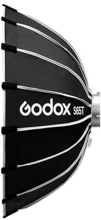 Jemora S65T Softbox con Ombrello a sgancio rapido da 65 cm/25,6 Pollici Softbox Pieghevole Professionale con Supporto Bowen Standard e diffusori per Fotografia in Studio Ritratto Streaming Live