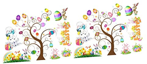 ibasenice 2 Blätter Osterhasen Eier Aufkleber Tier Aufkleber Hase Ostereier Cartoon Ostern