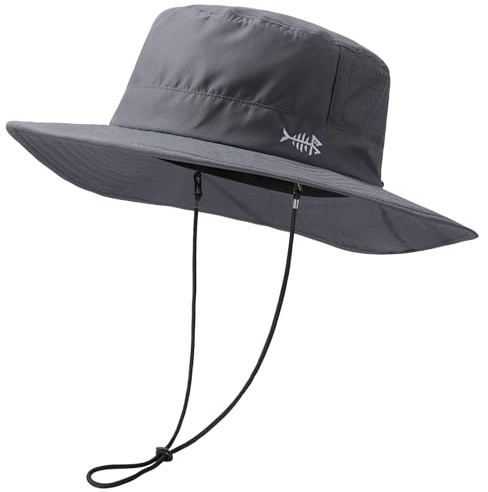 Bassdash UPF 50+ Water-Resistant Fishing Bucket Hat with Laser Perforated Mesh Adjustable for Men Women Outdoor Hiking Dark Grey
