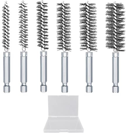 6 cepillos de alambre de acero inoxidable y 1 caja de almacenamiento transparente, juego de cepillos de alambre, herramientas de limpieza, cepillo para eliminar óxido de acero inoxidable