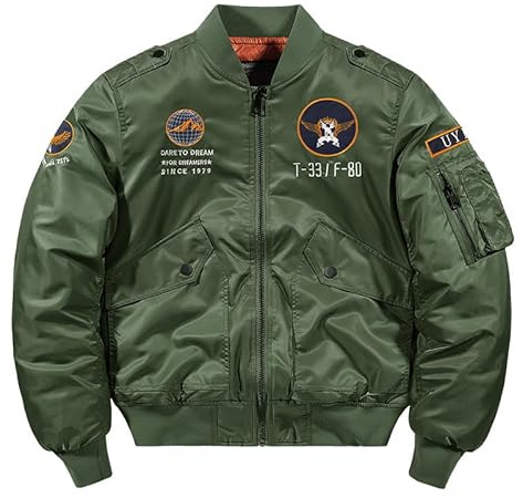 BININBOX Flygarjacka herr ståkrage bomberjacka höst vinter, Färg: grön, 4XL