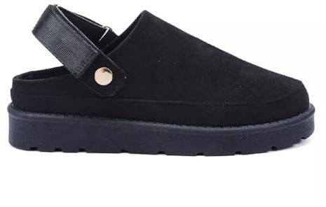 sole london Ladies Platform Strappy Clogs Womens Warm Faux Fur Slippers Shoes BOOTSF Black 7