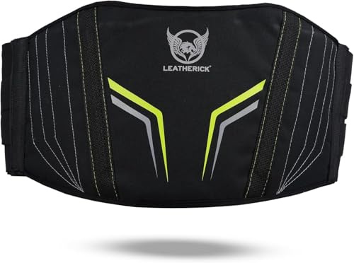 Leatherick Njurrem för män och kvinnor – njurvärmare av 1 000D-polyester med ländryggsstöd och väska, perfekt för cyklister och motorcyklister (gul och grå (3X-Large till 4X-Large))