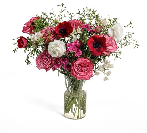 Epicflowers Symphony Fresh Flower Bouquet, Mixed Flowers, 24 Stems, Glass Vase Included, Birthday, Anniversary, Thank You, Sympathy