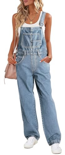 ticticlily Salopette Jean Femme Large Combinaison sans Manches avec PochesJeans à Bretelles Salopettes en Denim Romper