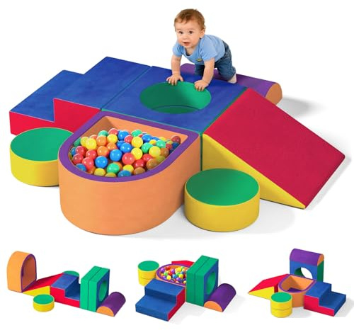 JUOIFIP 8 blocchi da costruzione in schiuma per bambini con blocchi colorati per arrampicata e gattonare