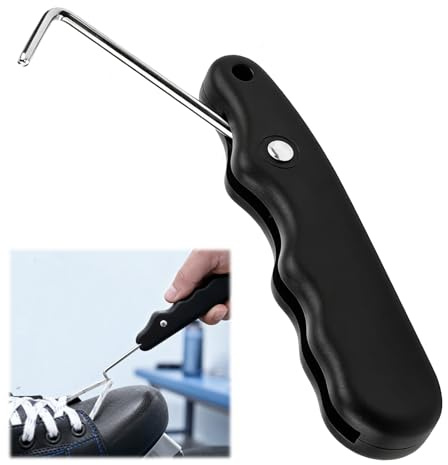Lethra Skates Lace Tightener/Puller Versatile Accessories, Tool rgonomic with Foldable Hook Handle Shoe Stretcher for Figure-Skates/Boots/Shoes/Rollerblades/Ice Skating Hockey (Black)