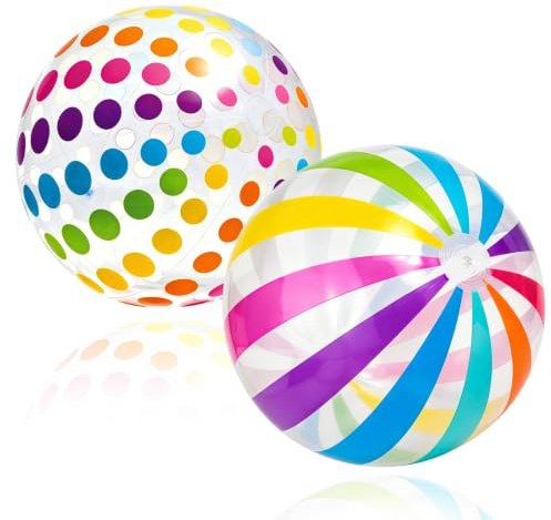 FQAKTB 2 Piezas Pelotas de Playa Hinchables, 40 cm Bolas de Agua hinchables, Balón de Agua Multicolor para Adultos, Juegos Acuáticos en Playa y Piscina, Fiestas de Verano y Reuniones Familiares