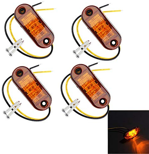 PolarLander 4pcs 24v 12v Ámbar LED Luces de posición Laterales Despeje Lateral Luz de posición de luz de la lámpara para Camiones con Remolque Amarillo