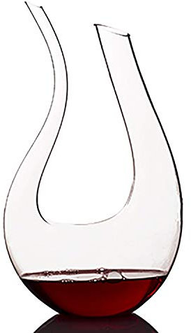 evviva Decanter cristal sin plomo 1500 ml de vino tinto, decantador U-Type, soplado con boca, transparente
