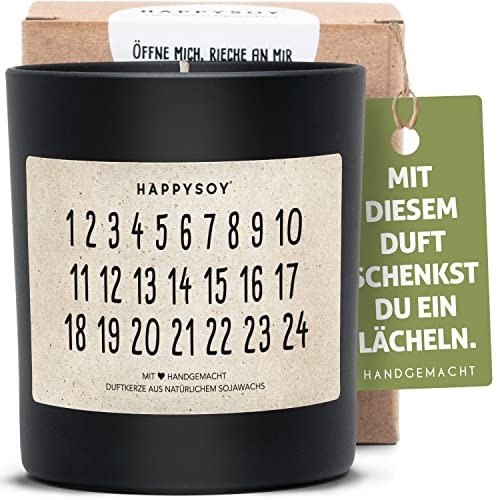 Adventskalender Duftkerze im Glas mit Spruch natürlich handgemacht - nachhaltiger stilvoller Kalender zum Durchstreichen -Frohe Weihnachten Advent - schöne Dekoidee