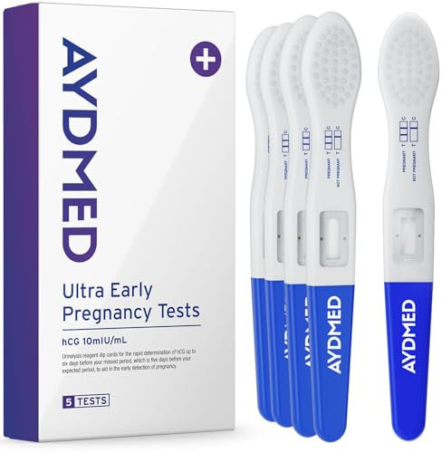 5 x AYDMED Early Detection Pregnancy Tests | Ultra Early Pregnancy Test Kit for Home Self-Test Urine Screening of Pregnancy | Early Detection Pregnancy Test | Results in 3 Minutes | 99% Accuracy