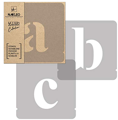 NAKLEO Plantillas de Alfabeto para Pintar Set 42 Piezas, 10cm Letras y Números Times Roman Fuente Pequeña, Stencil Plástico y Reutilizable para Dibujar DIY Artesanía, Pared Suelo Madera Tejido