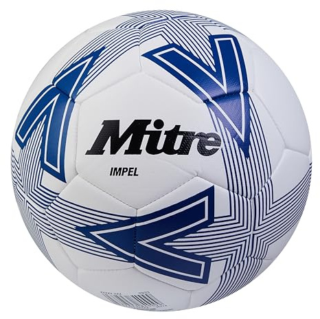 Mitre Impel L30P Fußball | Extrem trsapazierfähig | formbeständig Fußball, Weiß/Blau, 4