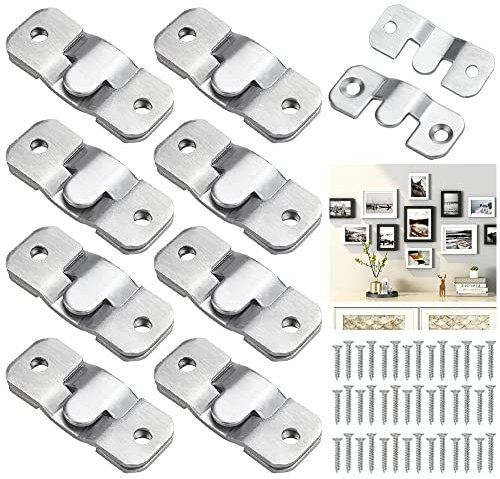 EMAGEREN 20 Paires supports de montage encastrés fixation miroir lourd Crochet pour Cadre Photo fixation murale meuble en acier inoxydable pour Accrocher la Photo Miroir Cadre Dosseret Meubles