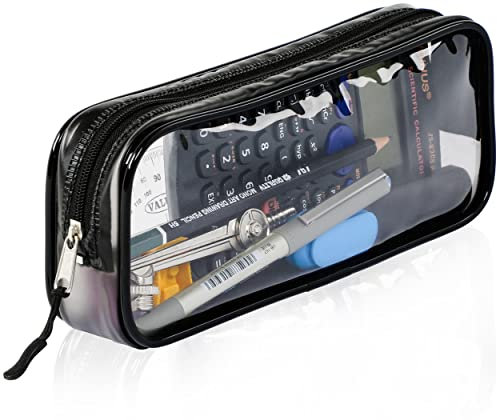 Zamasha Clear Pencil Case Black | 22x4x9 cm Stylish, Practical and Transparent Pencil Case | Versatile Storage for Stationery, Toiletries, Makeup, Travel & Office Supplies