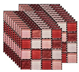 FBBULES 20PCS Adesivi per Piastrelle Cucina e Bagno, PVC Autoadesiva Mosaico Sticker Piastrelle Adesive, Impermeabile Mosaico Adesivi Parete, Rosa (10x10 cm/4x4 Pollici)